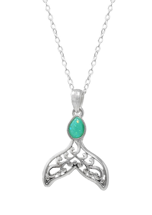 SEALIFE THEME OPAL FILIGREE NECKLACE - MERMAID TAIL