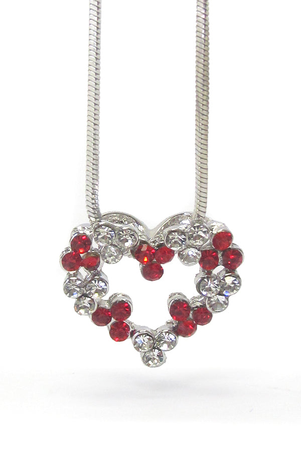 MADE IN KOREA WHITEGOLD PLATING CRYSTAL HEART PENDANT NECKLACE -valentine