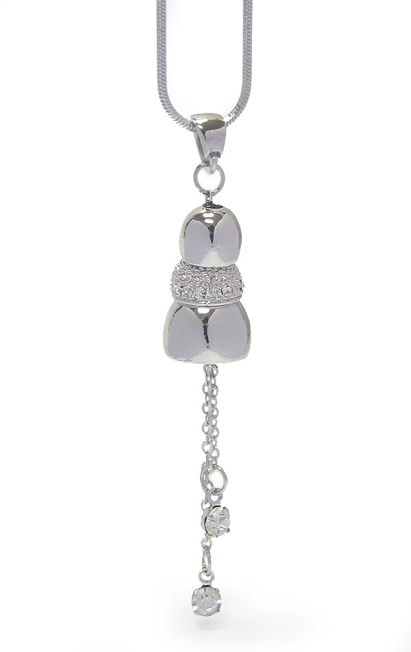 MADE IN KOREA WHITEGOLD PLATING CRYSTAL METAL BEADS PENDANT NECKLACE