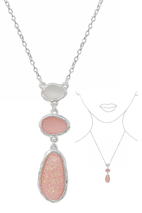 SEALIFE THEME SEAGLASS DANGLE DROP PENDANT NECKLACE