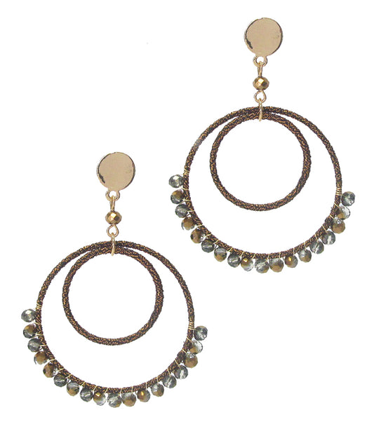 FACET GLASS DOUBLE HOOP EARRING