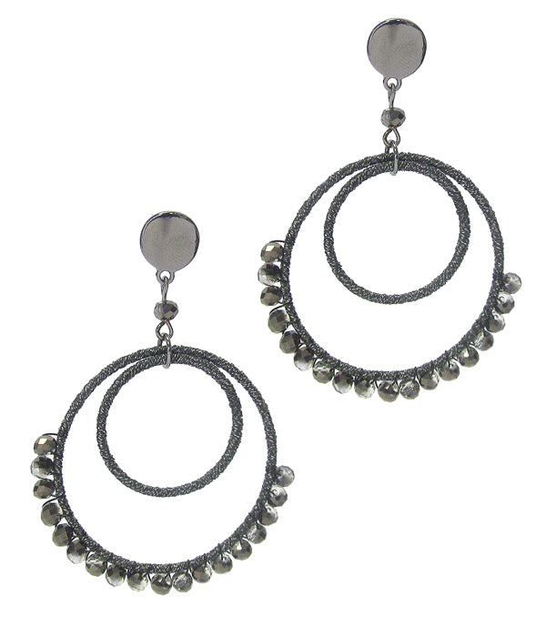 FACET GLASS DOUBLE HOOP EARRING