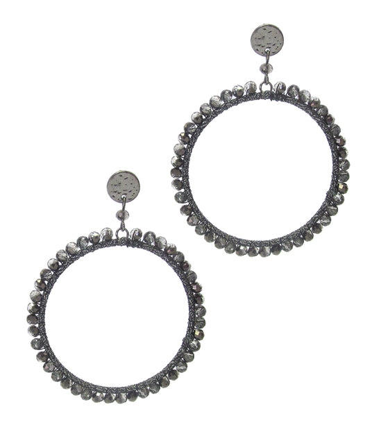 FACET GLASS HOOP EARRING