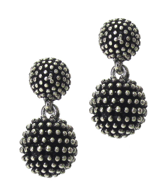 TEXTURED 3D METAL BALL EARRING