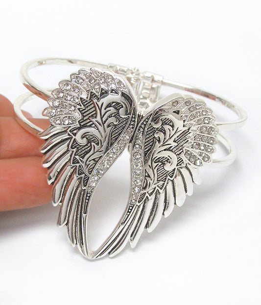 ANGEL WING HINGE BANGLE BRACELET