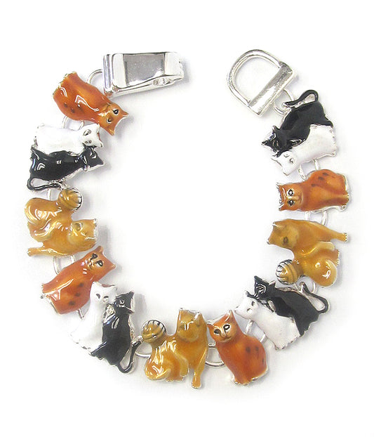 METAL EPOXY KITTY THEME MAGNETIC CLASP BRACELET