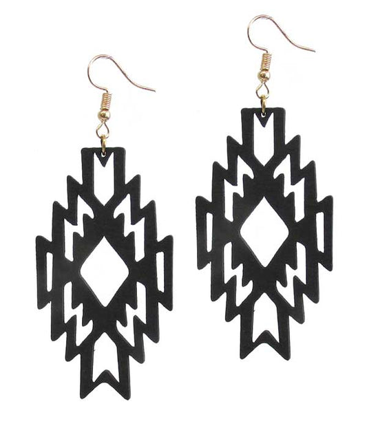 LASER CUT WOOD EARRING - AZTEC -western