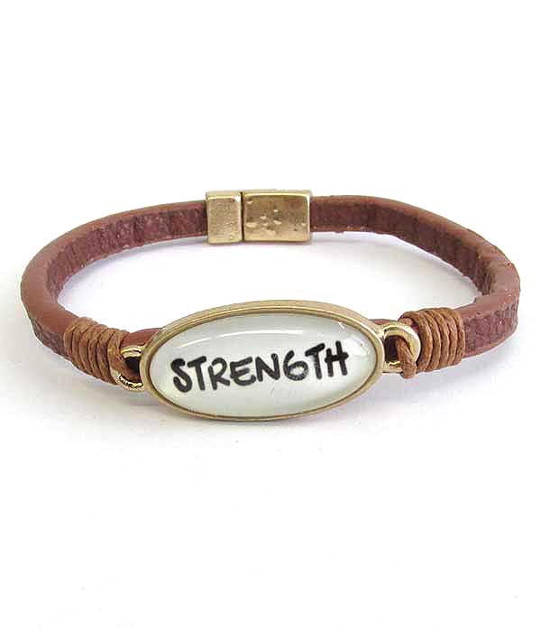 RELIGIOUS INSPIRATION CABOCHON MAGNETIC BRACELET - STRENGTH