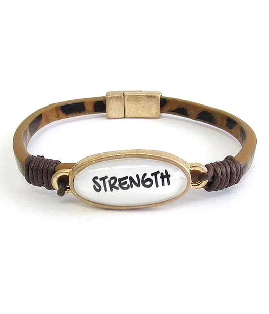 RELIGIOUS INSPIRATION CABOCHON MAGNETIC BRACELET - STRENGTH