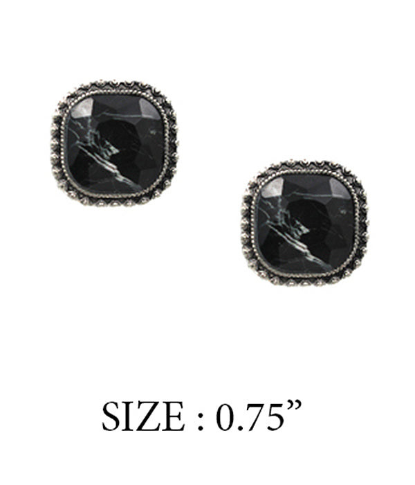 FACET STONE STUD EARRING