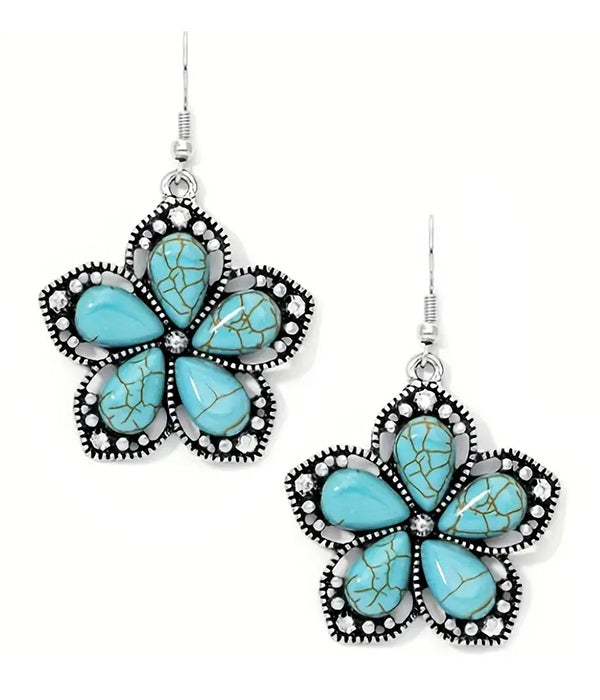 TURQUOISE FLOWER EARRING