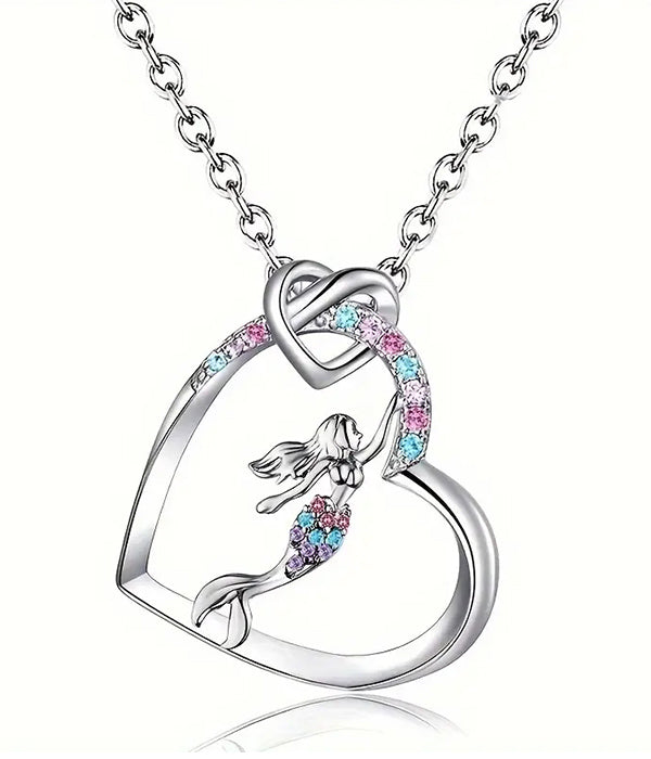 SEALIFE THEME MERMAID AND HEART NECKLACE