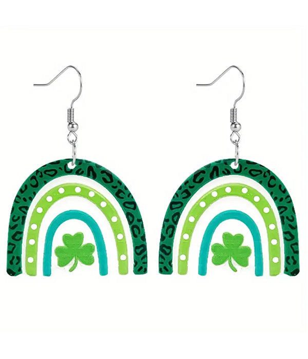 ST PATRICK DAY THEME RAINBOW ACRYLIC EARRING