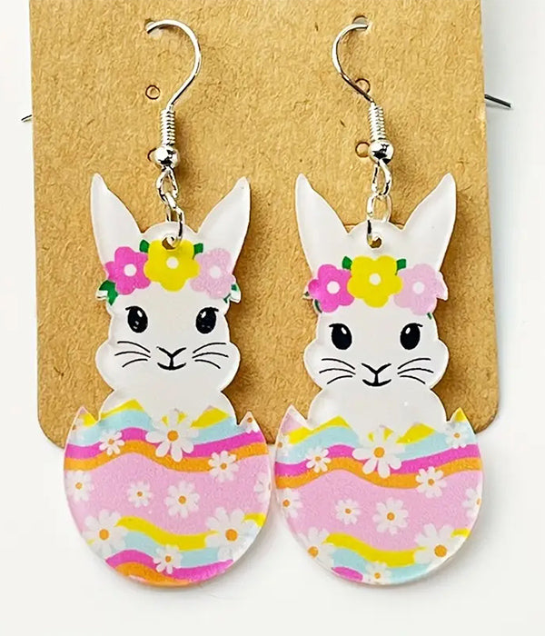 EASTER THEME BUNNY AND EGG ACRYLIC EARRING