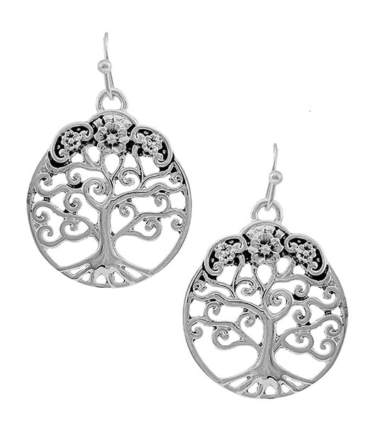 UTENSIL SPOON TEXTURED EARRING - TREE OF LIFE