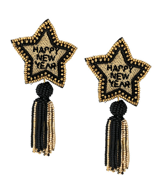 HANDMADE MULTI SEEDBEAD TASSEL SHOOT FOR THE STAR EARRING - HAPPY NEW YEAR