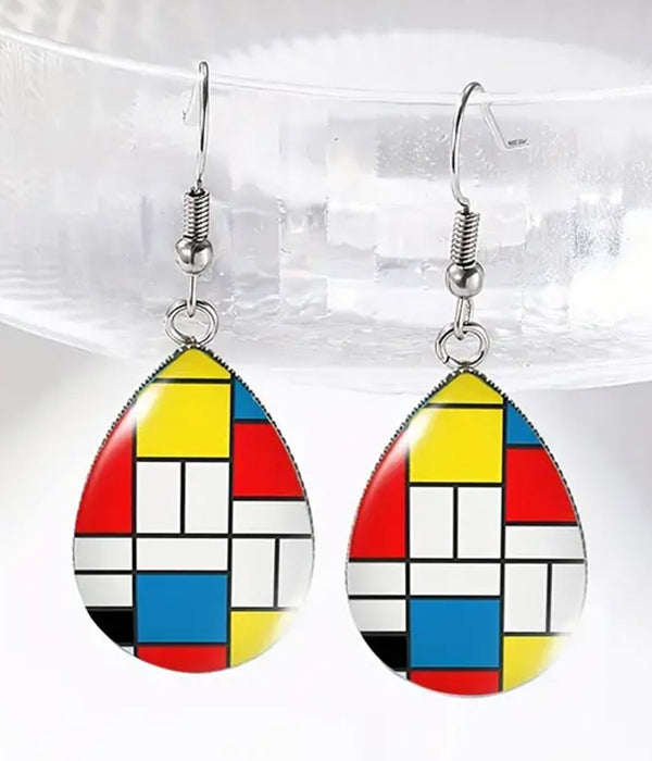 Mondrian PAINTING INSPIRED TEARDROP EARRING