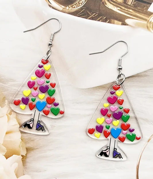 VALENTINE DAY THEME ACRYLIC EARRING - HEART TREE