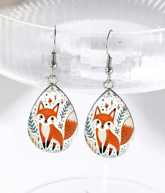 FOX PRINT TEARDROP EARRING