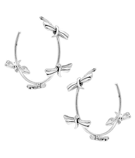 DRAGONFLY METAL HOOP EARRING