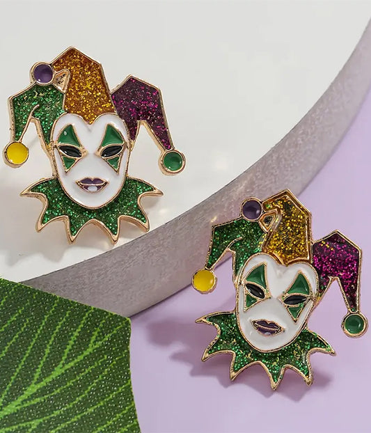 MARDI GRAS THEME EARRING - MASK