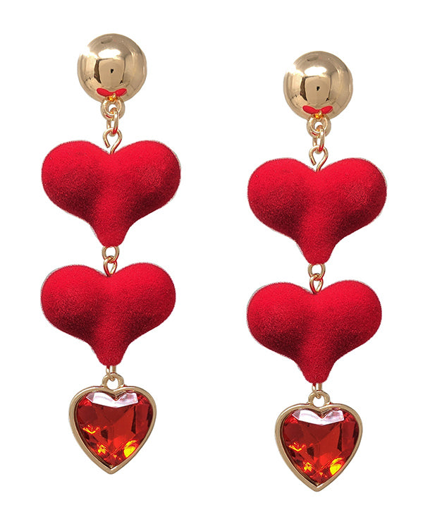 VALENTINES DAY THEME TRIPLE HEART DROP EARRING