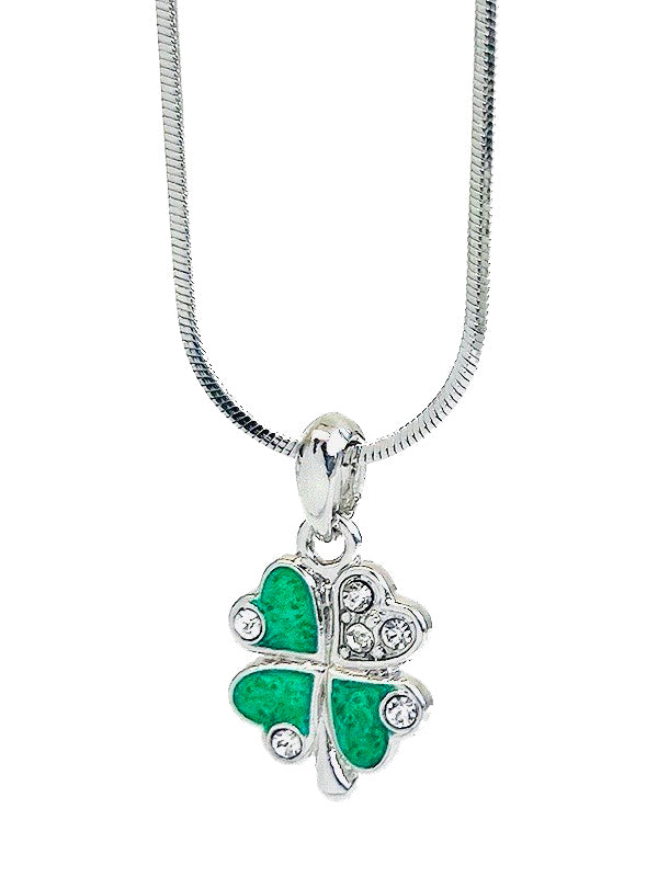 MADE IN KOREA WHITEGOLD PLATING CLOVER NECKLACE