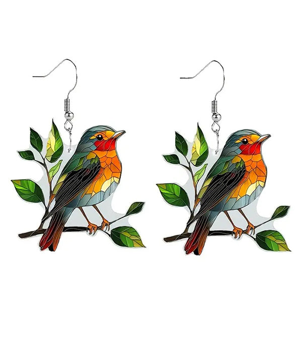 ACRYLIC BIRD PRINT EARRING