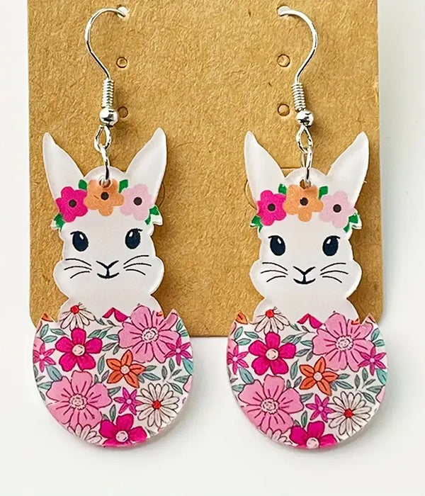 EASTER THEME BUNNY AND EGG ACRYLIC EARRING