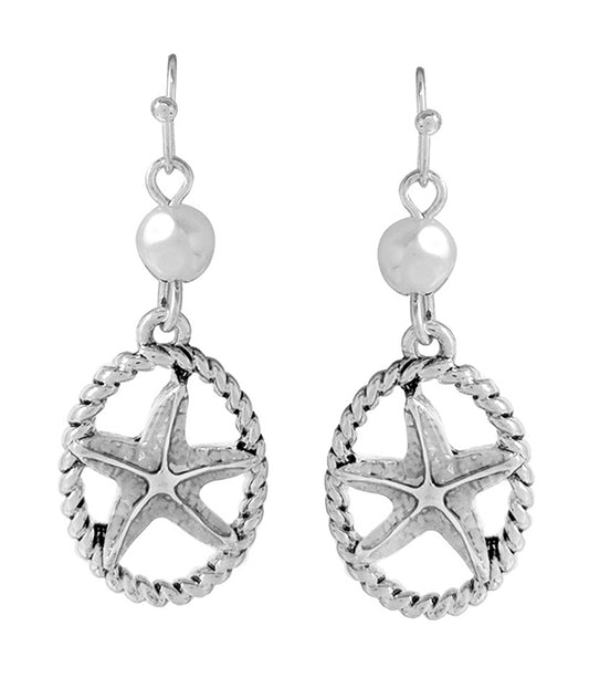 SEALIFE THEME ROPE HOOP DROP EARRING - STARFISH