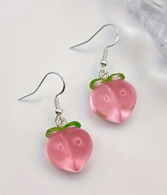 3D ACRYLIC PEACH EARRING