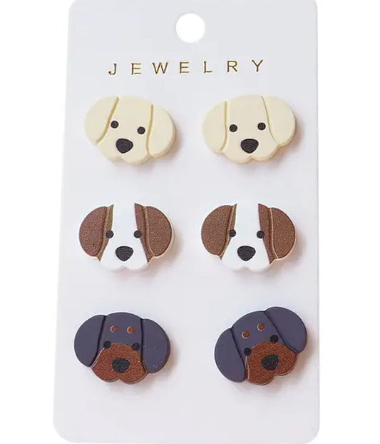 PET LOVERS THEME 3 PAIR EARRING SET - DOG