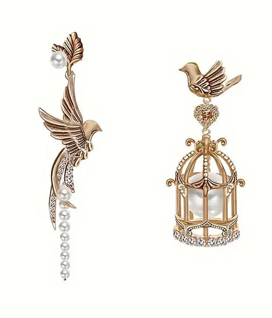 BIRD AND CAGE EARRING