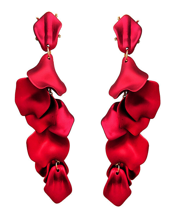 VALENTINES DAY THEME MULTI ROSE LARGE PETAL DANGLE DROP EARRING