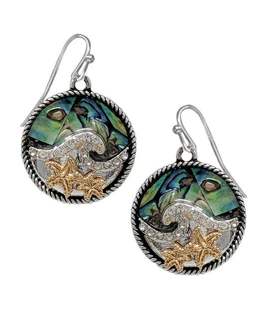 SEALIFE THEME ABALONE DISC EARRING - STARFISH