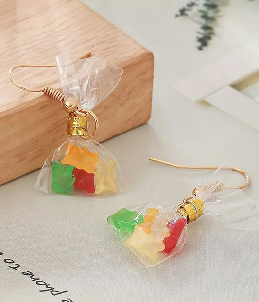 gummy bear candy bag earrings