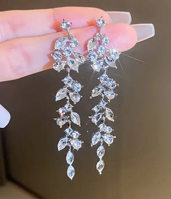 MULTI CRYSTAL LEAF DROP EARRING