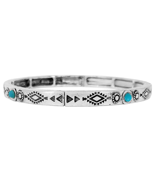 DESIGNER TEXTURED TURQUOISE STACKABLE STRETCH BRACELET