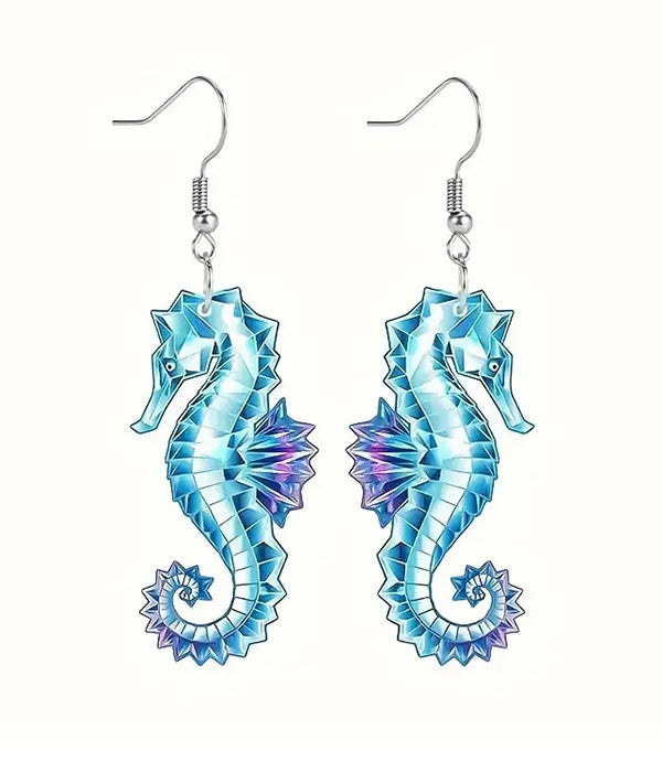 SEALIFE THEME SEAHORSE ACRYLIC EARRING