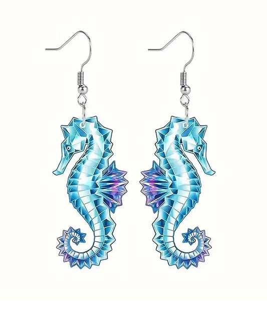 SEALIFE THEME SEAHORSE ACRYLIC EARRING