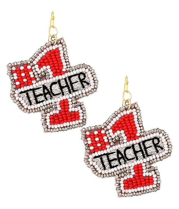 HANDMADE MULTI SEEDBEAD TEACHER THEME EARRING