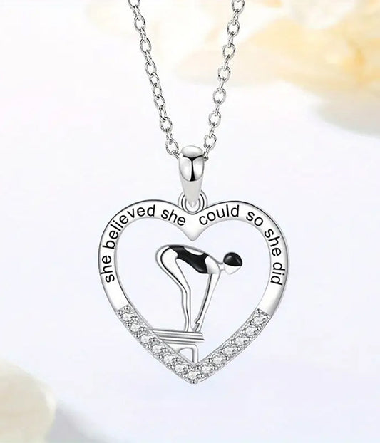 SPORT THEME HEART NECKLACE - DIVING swimming