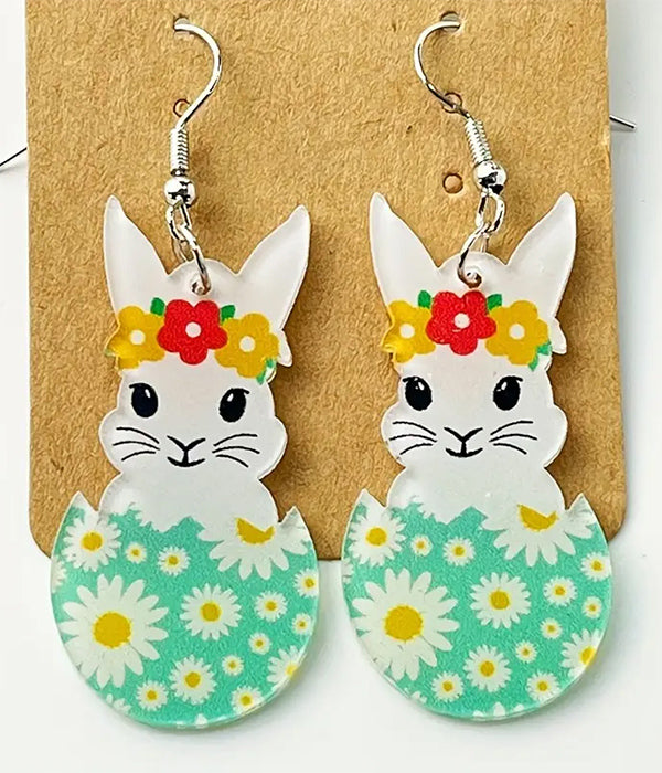 EASTER THEME BUNNY AND EGG ACRYLIC EARRING