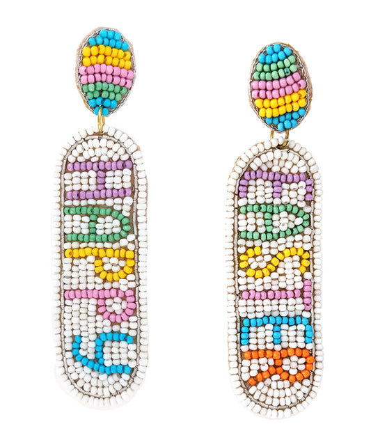 HANDMADE MULTI SEEDBEAD EASTER THEME EARRING - HAPPY EASTER