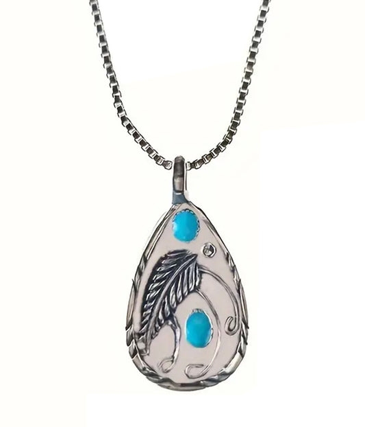 BOHO STYLE TEARDROP PENDANT NECKLACE