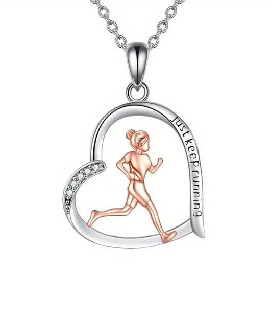 SPORT THEME HEART NECKLACE - RUNNING