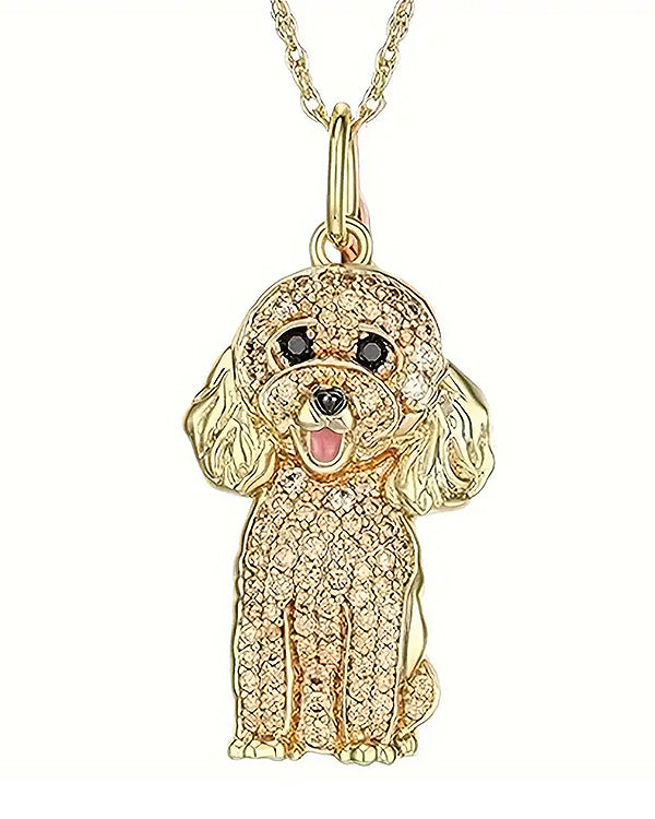 PET LOVERS THEME DOG NECKLACE - POODLE