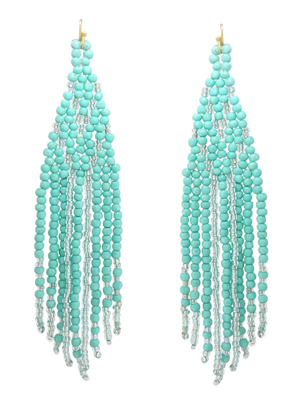 HANDMADE MULTI SEEDBEAD TASSEL DROP EARRING