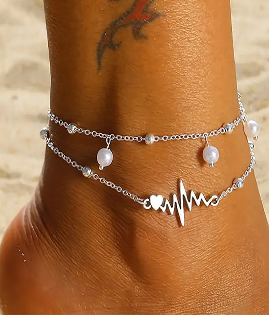 DOUBLE LAYER HEART BEAT ANKLET