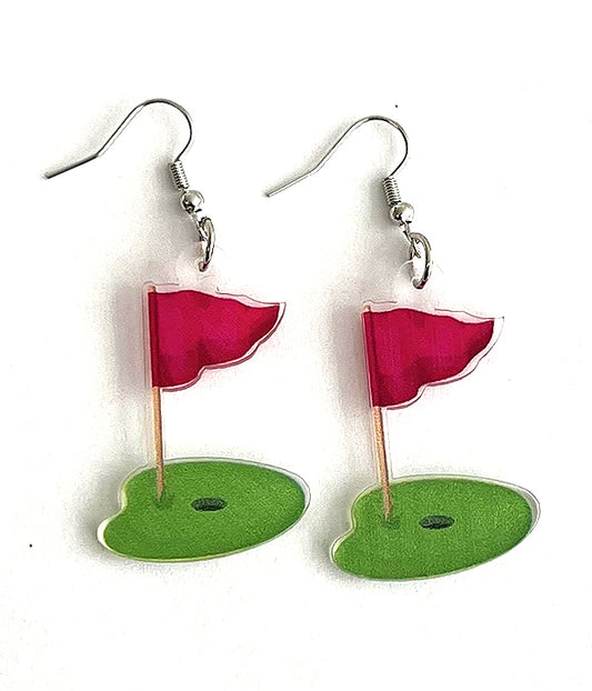GOLF THEME ACRYLIC EARRING - FLAG
